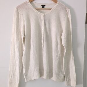 J. Crew Off-White Cotton Henley Top Closet Staple Long Sleeve Pullover Sz XL